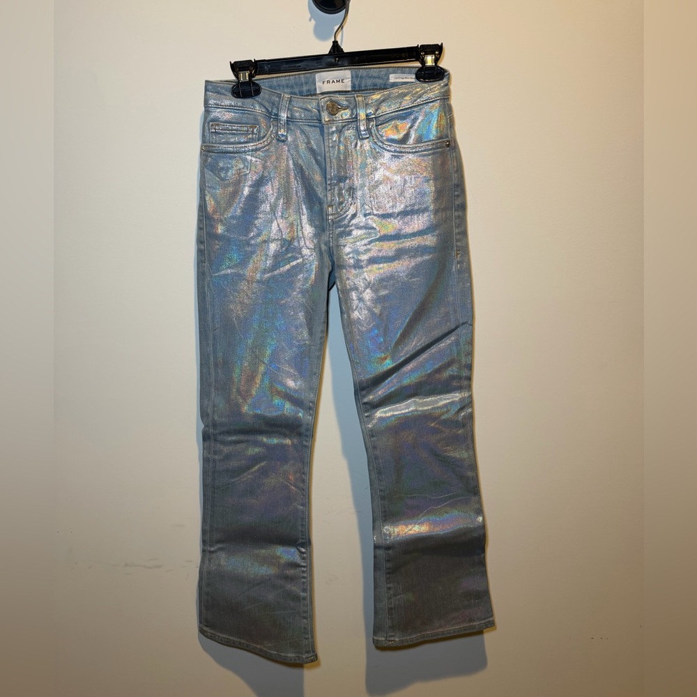 Frame‎ Denim Holographic Le Crop Mini Boot Jeans